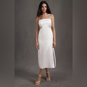 Sachin & Babi Jane Strappy Sheer Lace Cutout Satin Midi Dress